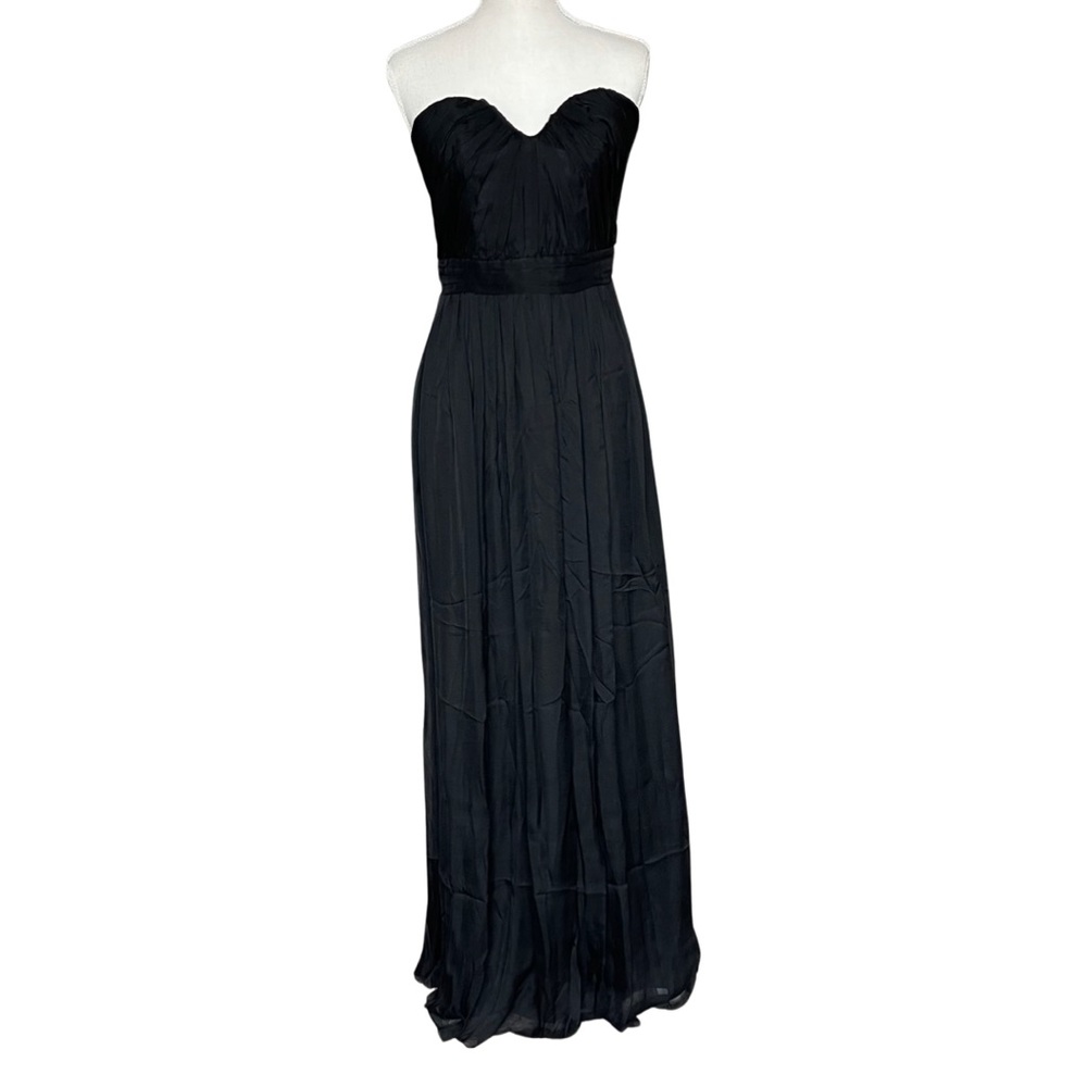 ABS Allen Schwartz Black Silk Strapless Sweetheart Maxi Dress Size 8 NWT